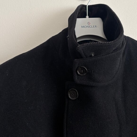 $1600 Belstaff Black Wool Trail Jacket / Pea Coat Shearling Collar - 38/ Medium - Picture 12 of 16